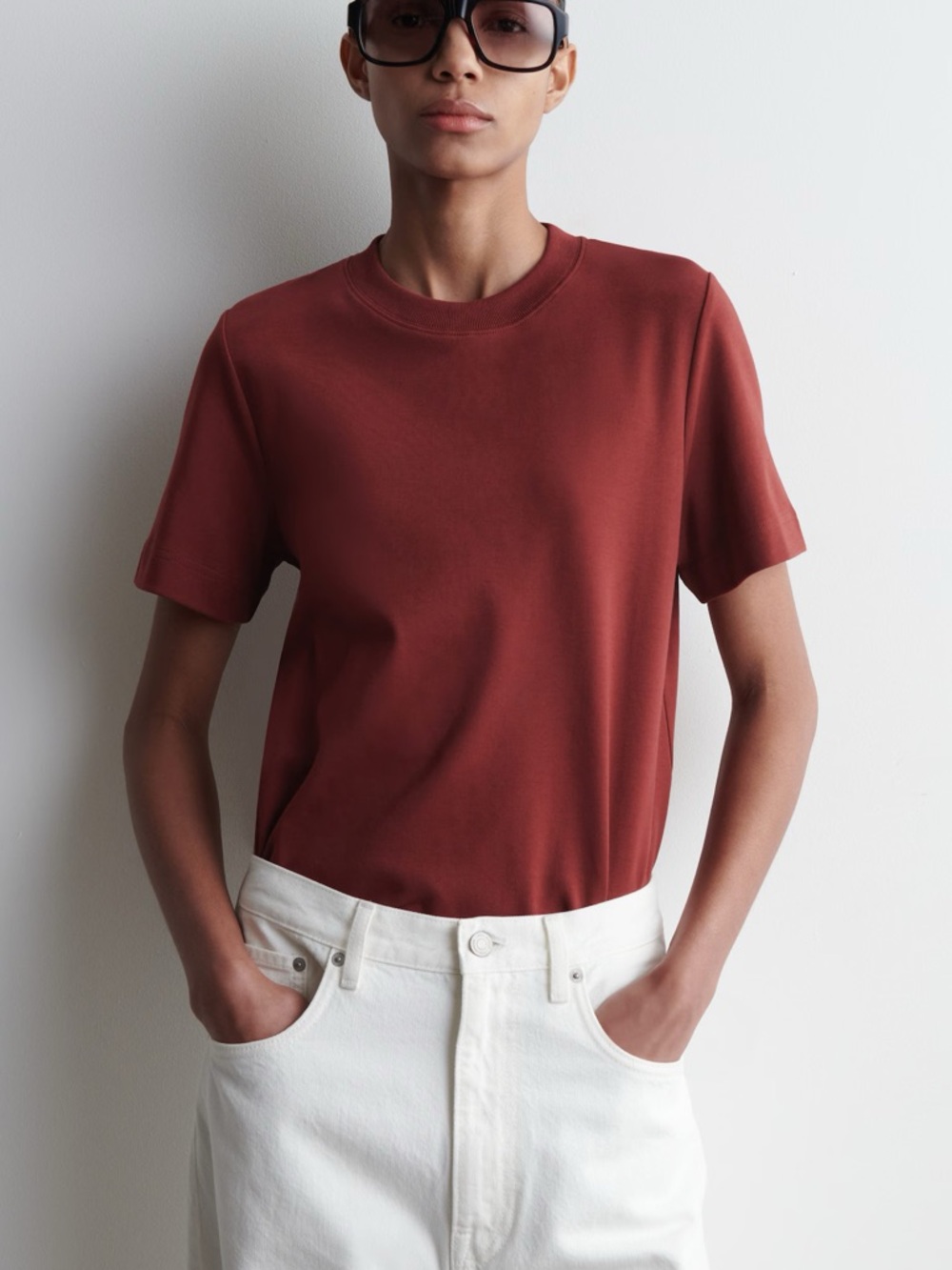 COS Clean Cut T-shirt Large ORGANIC COTTON COS shirt TERRACOTTA red